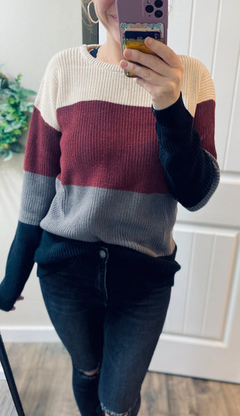 Ampersand Ave Colorblock Wine Sweater