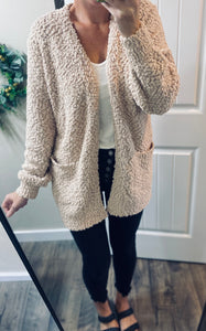 Beige Popcorn Cardigan