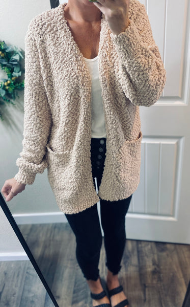 Beige Popcorn Cardigan