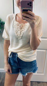 Crochet Lace Short Sleeve Top