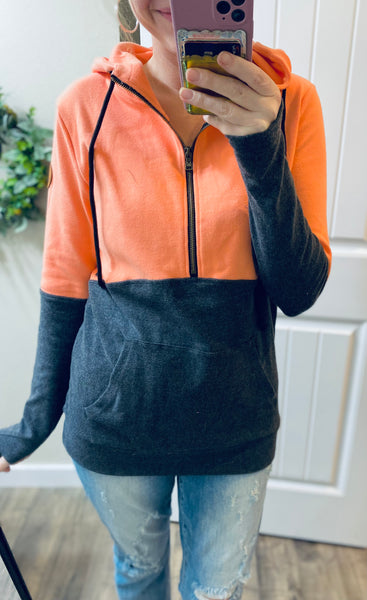 Coral Charcoal 1/2 Zip Hoodie