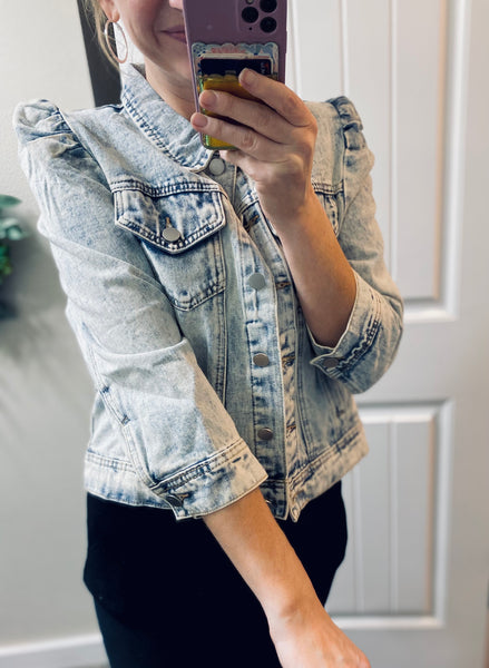 Hello Lovely Quarter Sleeve Denim Jacket