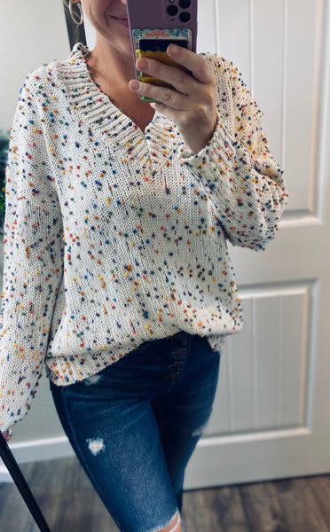 Confetti Dot V-neck Sweaters