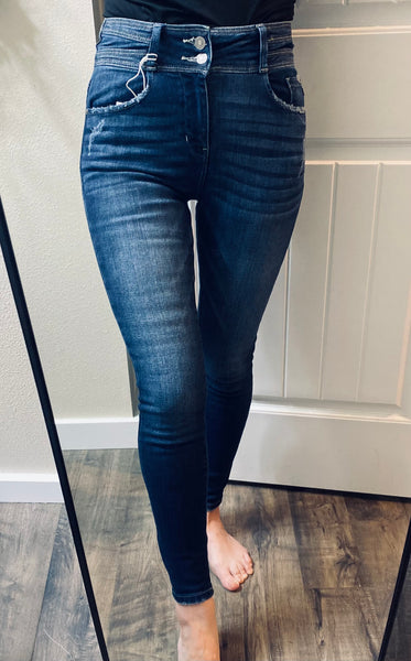 Kancan Darkwash Double-button Skinny Denim