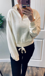 Cream 1/4 Zip Pullover