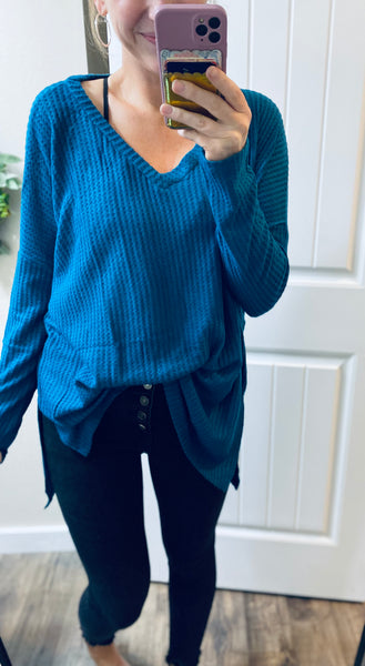 Oversized Waffle Hi-Low Long Sleeve