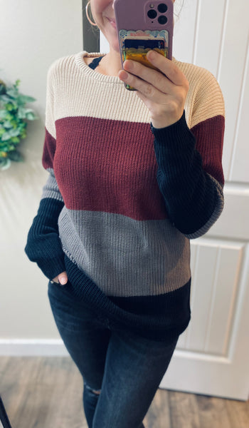 Ampersand Ave Colorblock Wine Sweater