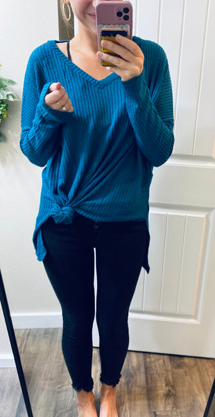 Oversized Waffle Hi-Low Long Sleeve
