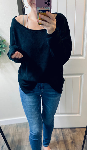 Oversized Black Exposed Seam Sweater
