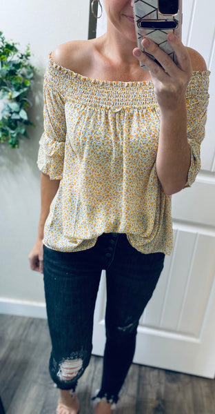 Off Shoulder Dainty Flower Top