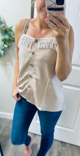 Sale! Button Down Tassel Cami