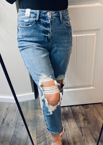 Judy Blue Distressed Knee Boyfriend Fit Denim