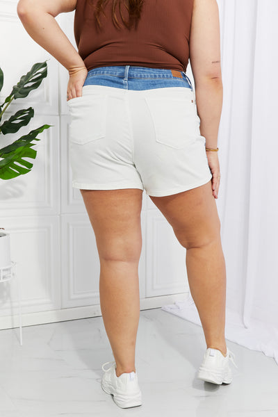 Judy Blue White/Blue Trim Shorts