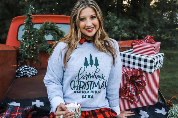 Farmhouse Christmas Sleigh Rides Sweatshirt