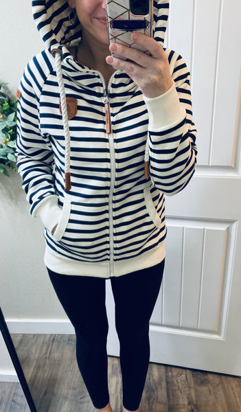 Navy Stripe Full Zip Wanakome
