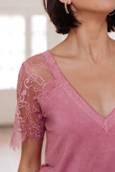 A Little Bit of Lace Top In Pink