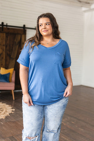 Favorite Boyfriend V-Neck Top in Azure