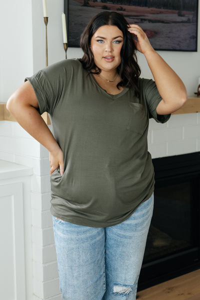 Favorite Boyfriend V-Neck Top in Olive