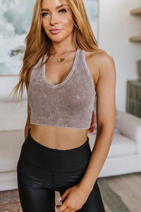 Racerback Ribbed Crop Tank in Mocha