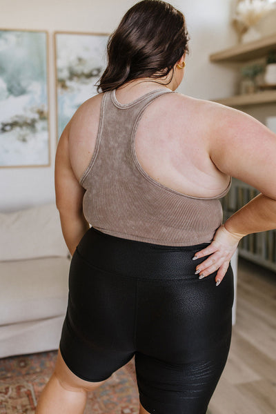 Racerback Ribbed Crop Tank in Mocha