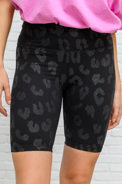 Animal Print Biker Shorts In Black