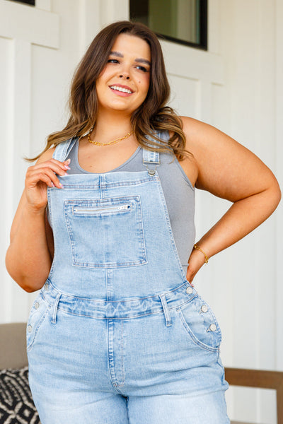 Annabelle Distressed Straight Leg Overalls