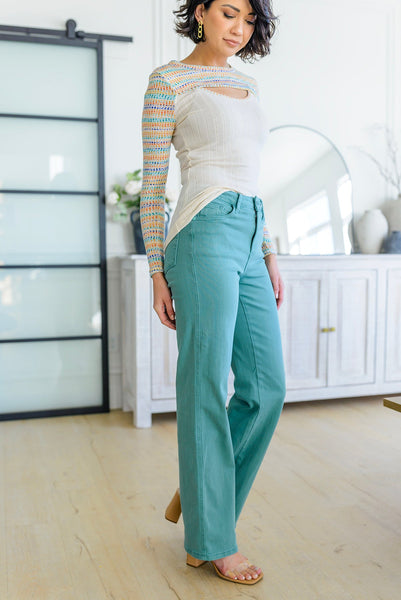 Judy Blue Teal Straight Jeans