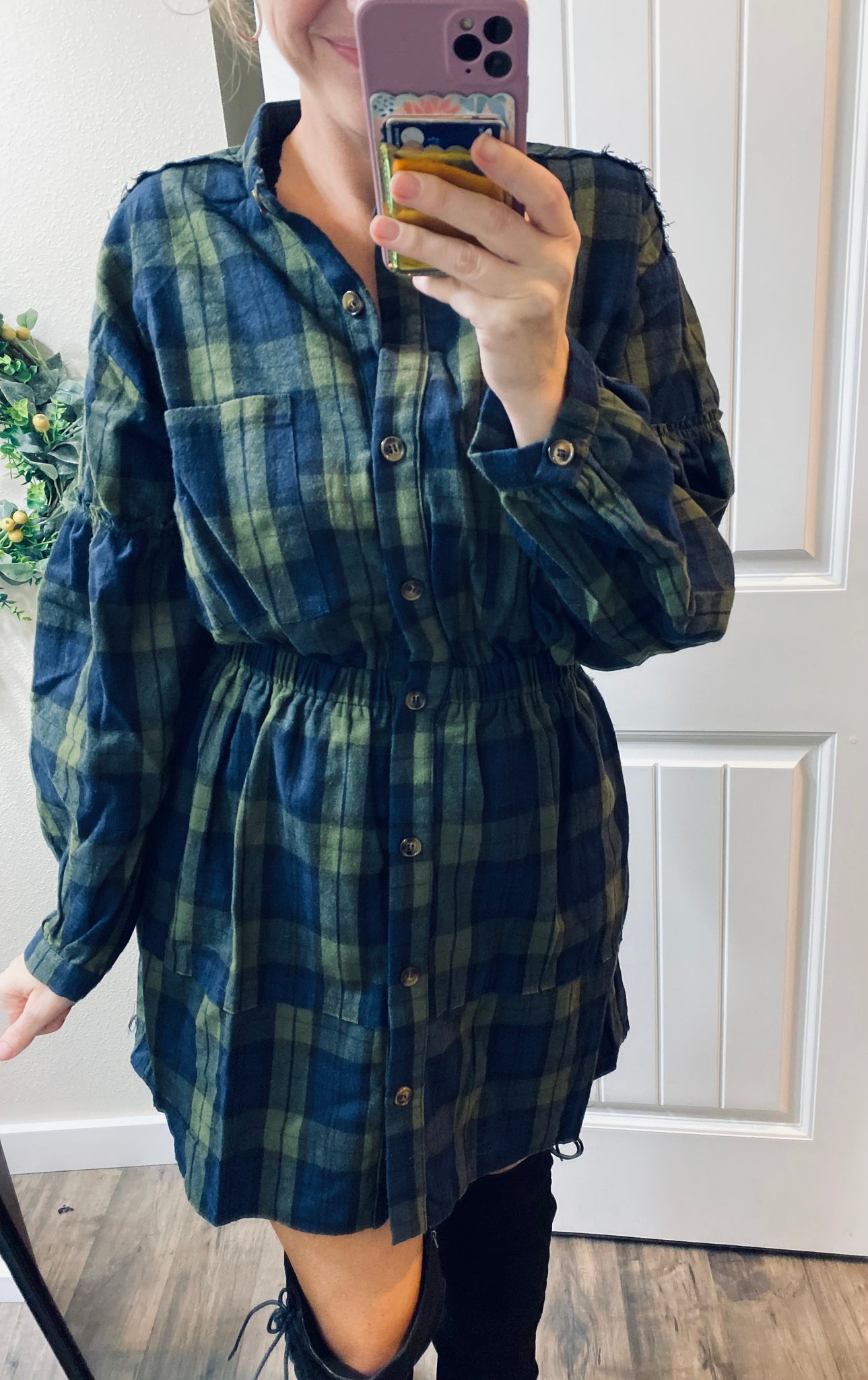 Flannel Button Up Dress