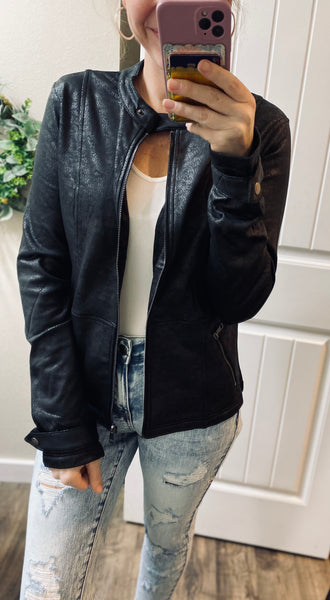 Faux Leather Racer Jacket