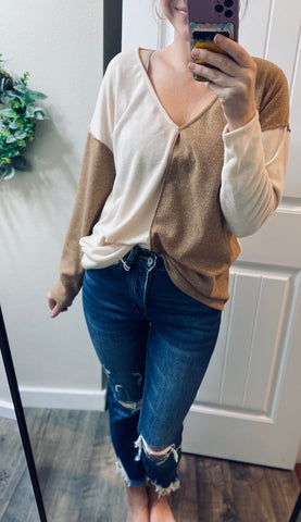 No Better Place Color Block Long Sleeve V-Neck Top