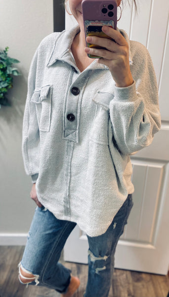 Grey Button Pullover