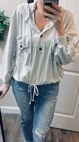 Grey Wash Jersey Puff Hoodie