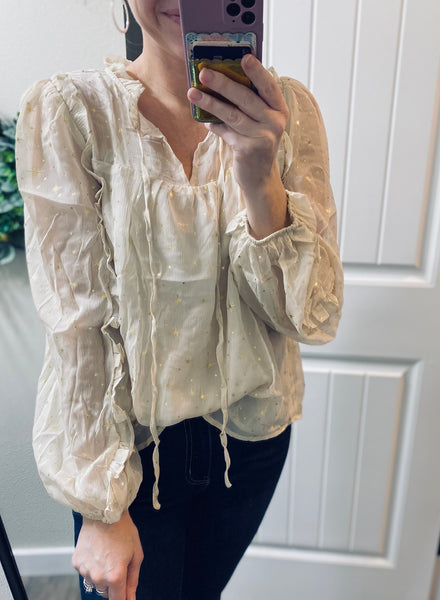 Glitter Gold Peasant Blouse