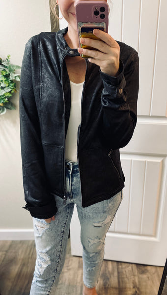 Faux Leather Racer Jacket