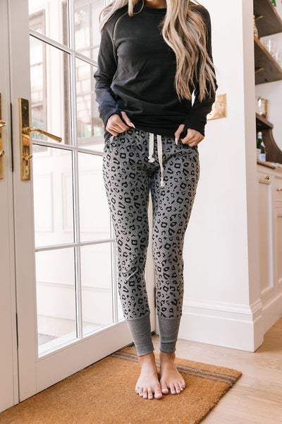 Gray Leopard Ampersand Ave. Joggers