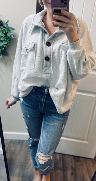 Grey Button Pullover