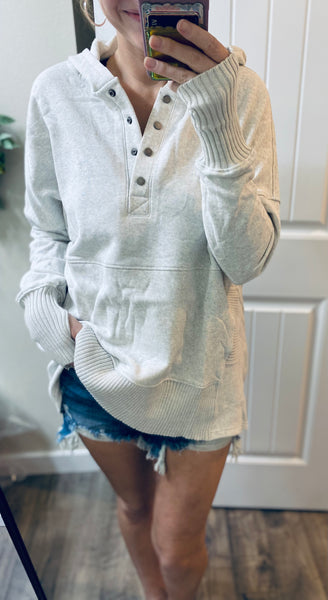 Washed Oversized French Terry Button Pullover