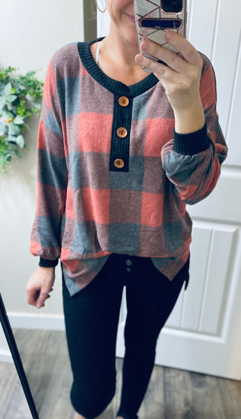 Plaid Button Long Sleeve