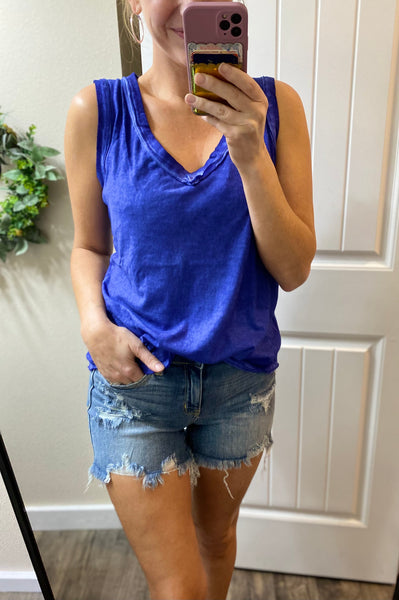 Raw Hem Sleeveless Top