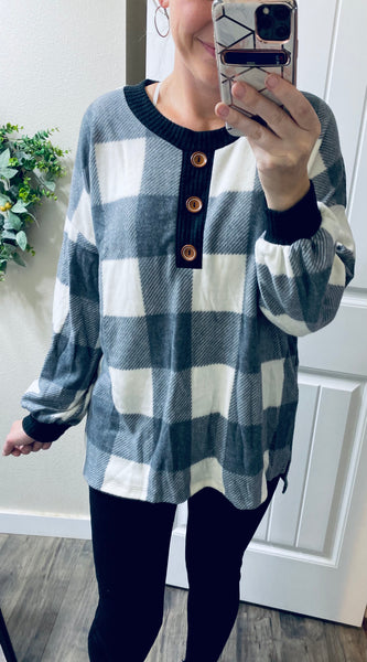 Plaid Button Long Sleeve