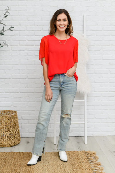 Short Sleeve Blouse In Red