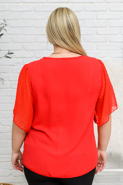 Short Sleeve Blouse In Red