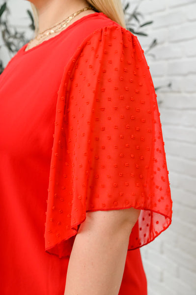 Short Sleeve Blouse In Red