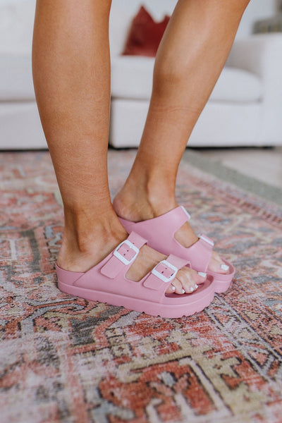 Pink EVA Double Strap Platform Sandals