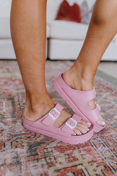 Pink EVA Double Strap Platform Sandals