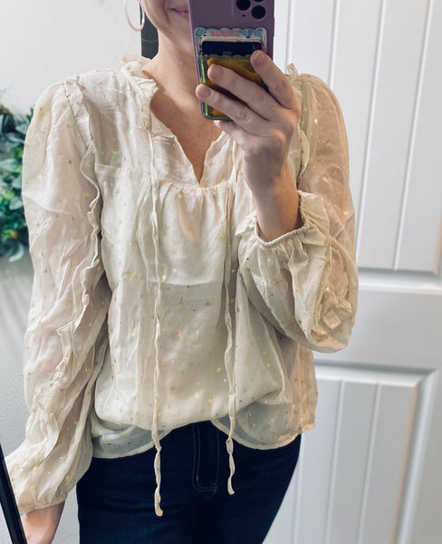 Glitter Gold Peasant Blouse