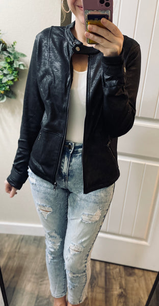 Faux Leather Racer Jacket