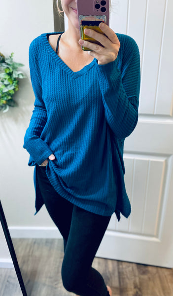 Oversized Waffle Hi-Low Long Sleeve
