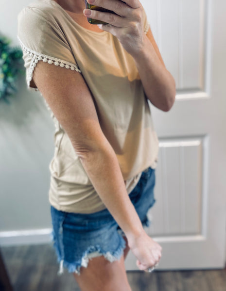 Taupe Tulip Hem Short Sleeve