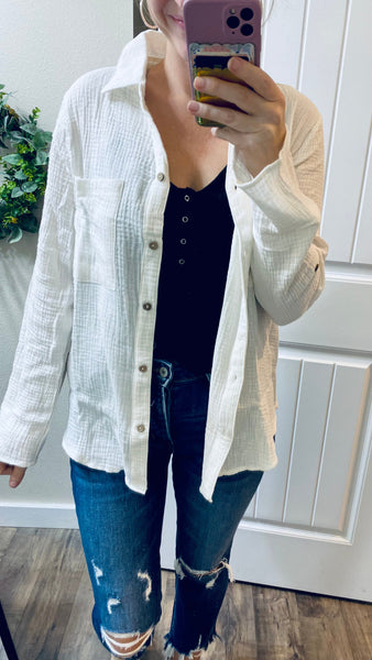 Ribbed Button Henley Cami
